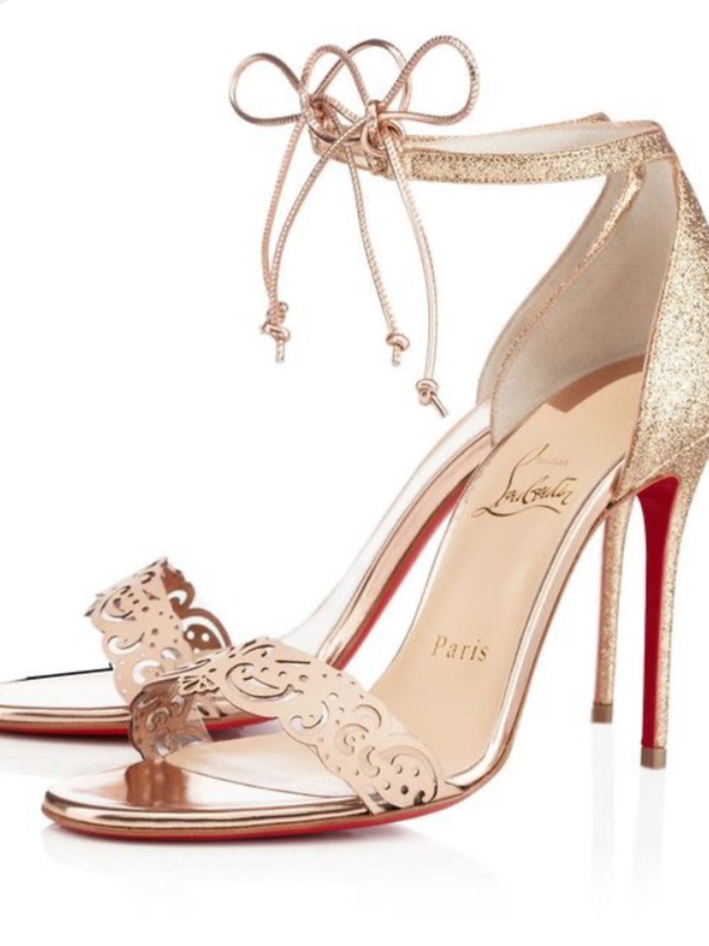 Christian Louboutin Valnina 100 Sandals Metallic Glitter in 37 1/2
